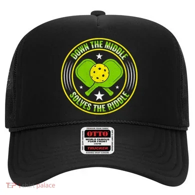 Down The Middle Solves The Riddle Funny Pickleball Hat