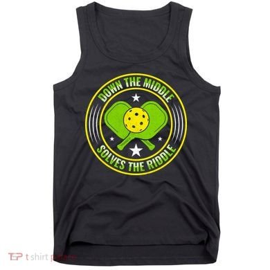 Down The Middle Solves The Riddle Funny Pickleball Tank Top