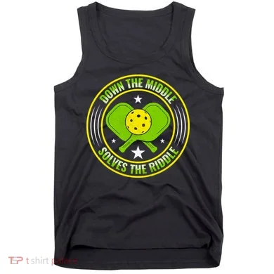 Down The Middle Solves The Riddle Funny Pickleball Tank Top