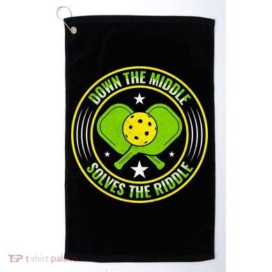 Down The Middle Solves The Riddle Funny Pickleball Golf Towel