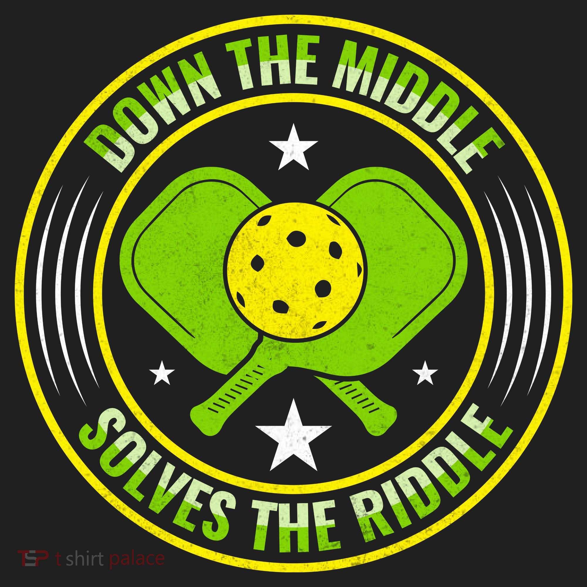 Down The Middle Solves The Riddle Funny Pickleball Golf Towel