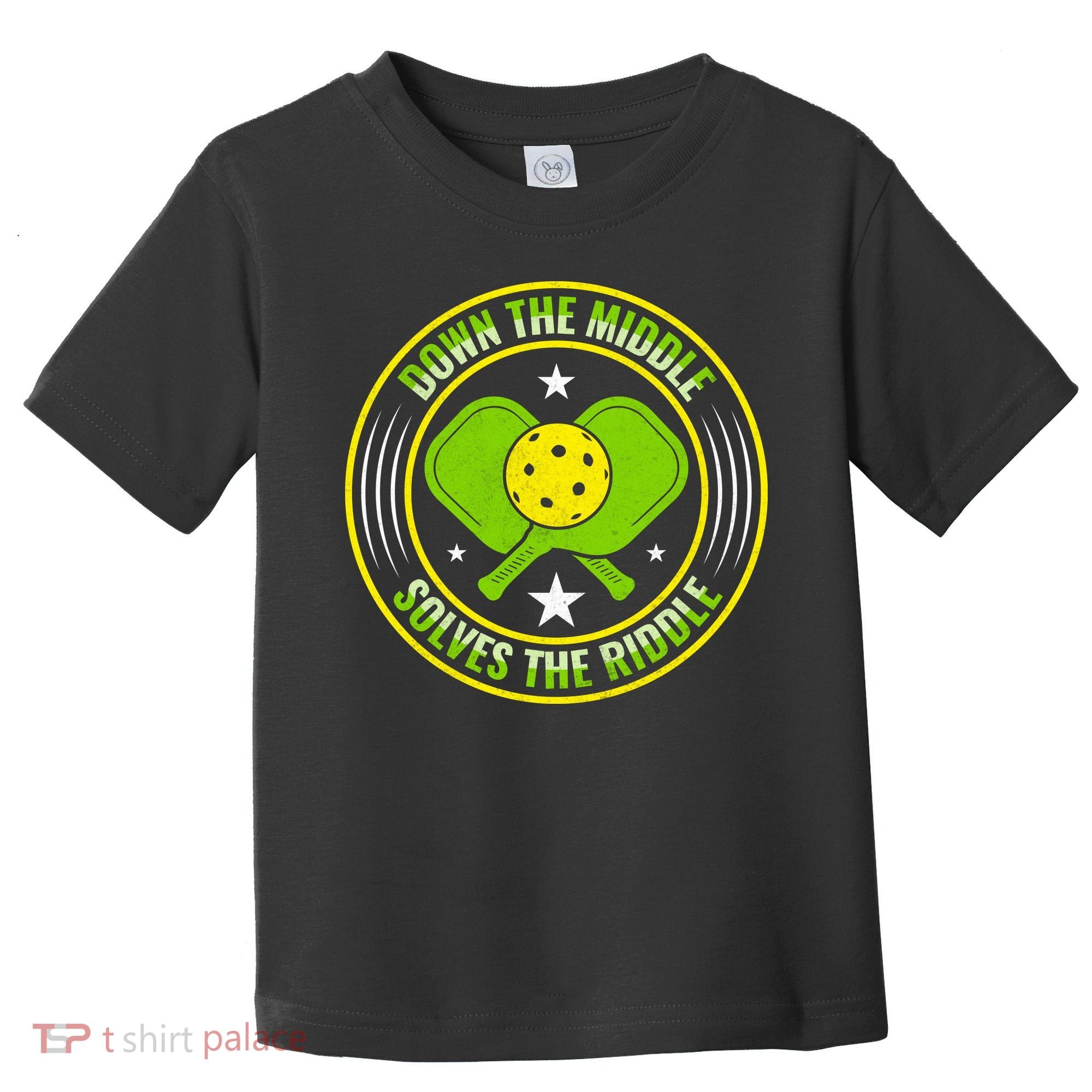 Down The Middle Solves The Riddle Funny Pickleball Toddler T-Shirt