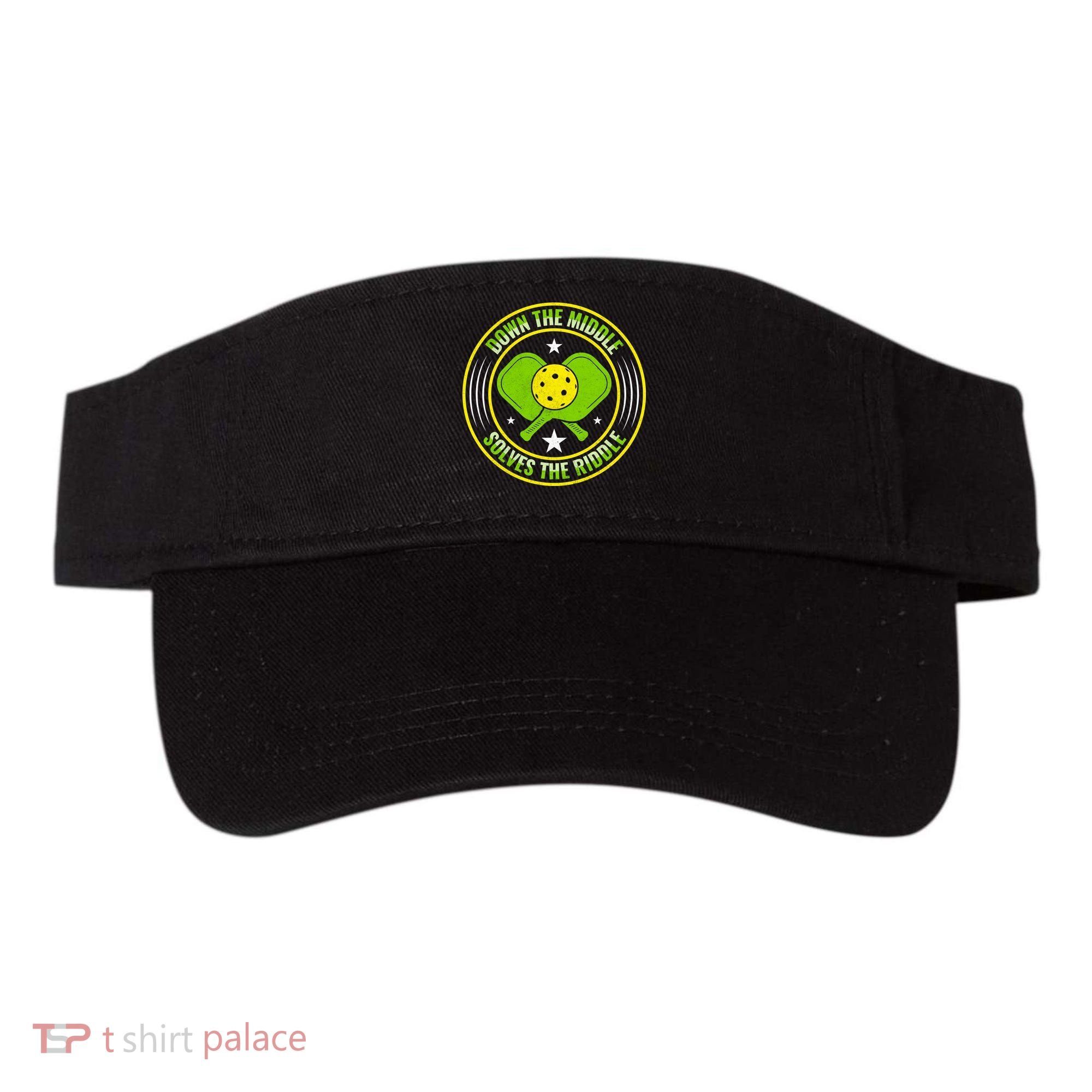 Down The Middle Solves The Riddle Funny Pickleball Visor