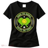 Down The Middle Solves The Riddle Funny Pickleball Women's T-Shirt thumb 0