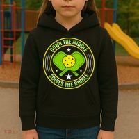 Down The Middle Solves The Riddle Funny Pickleball Kids Hoodie thumb 3