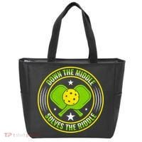 Down The Middle Solves The Riddle Funny Pickleball Tote Bag thumb 0