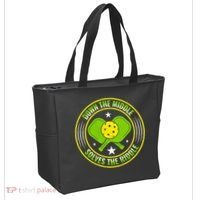 Down The Middle Solves The Riddle Funny Pickleball Tote Bag thumb 2