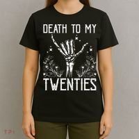 Death To My Twenties 30th Birthday 30 Yr Old Floral Skeleton T-Shirt thumb 4