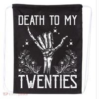 Death To My Twenties 30th Birthday 30 Yr Old Floral Skeleton Drawstring Bag thumb 0