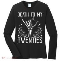 Death To My Twenties 30th Birthday 30 Yr Old Floral Skeleton Women's Long Sleeve Shirt thumb 0