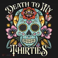 Death To My Thirties Rip 30s Floral Skull 40th Birthday Women's Hoodie thumb 2