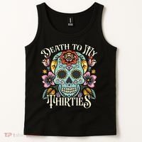 Death To My Thirties Rip 30s Floral Skull 40th Birthday Tank Top thumb 2
