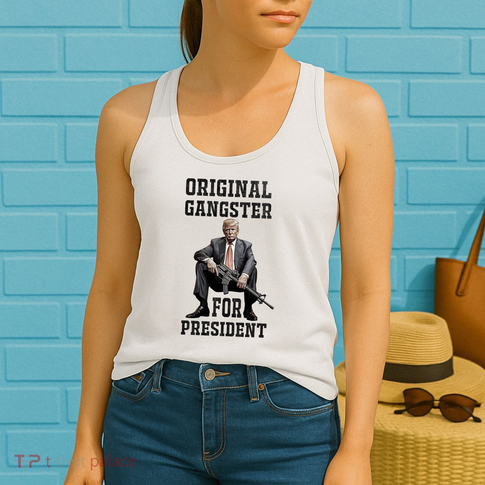 Donald Trump Mugshot Original Gangster For President 2024 Women's Tank Top
