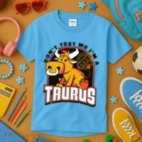 Don't Test Me I'm A Taurus Bull Birthday Gift Kids T-Shirt thumb 3
