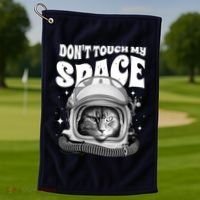 Don't Touch My Space Cat Golf Towel thumb 1