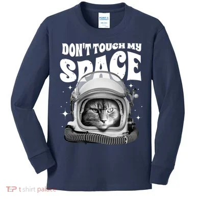 Don't Touch My Space Cat Kids Long Sleeve Shirt