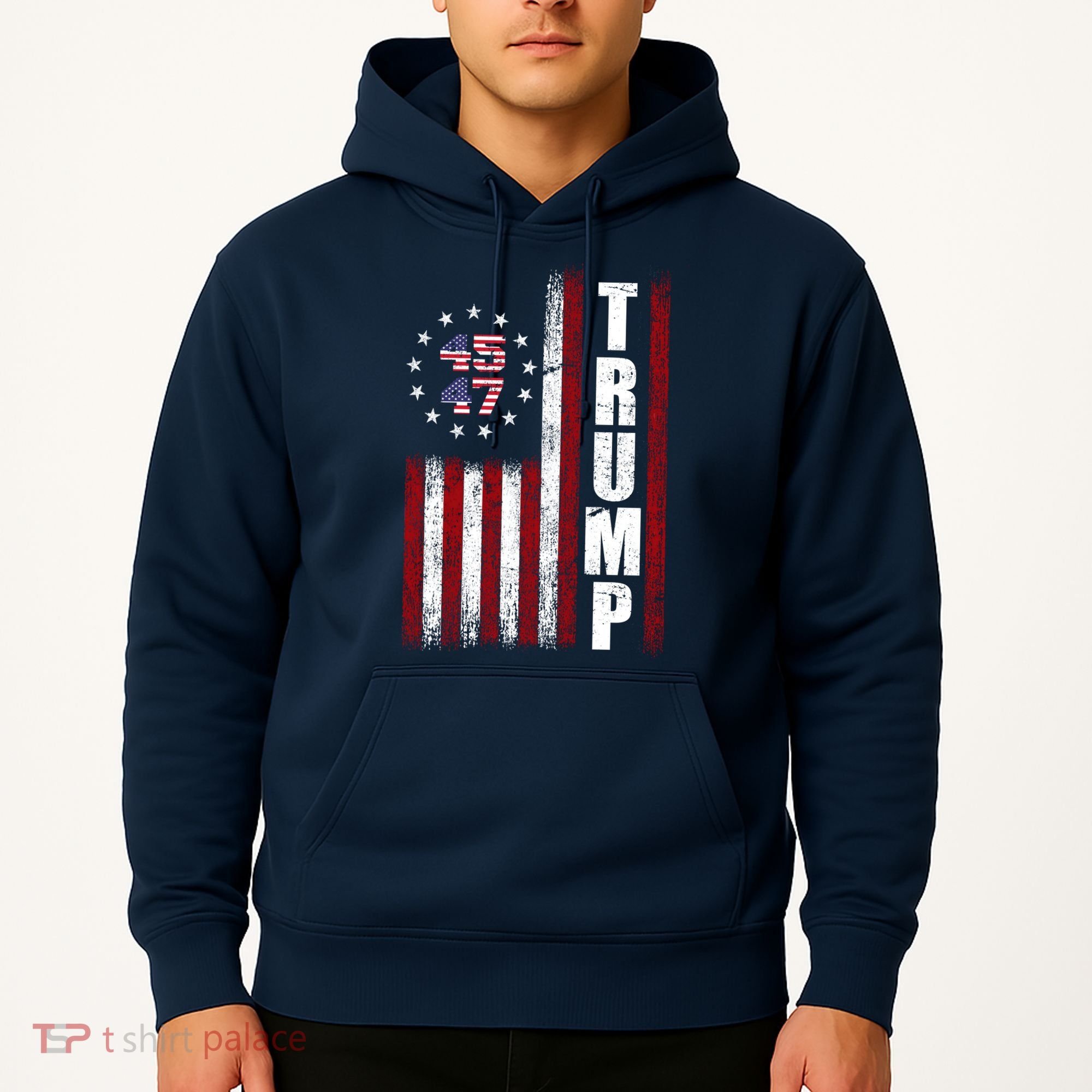 Donald Trump Merchandise 45 47 American Flag Hoodie