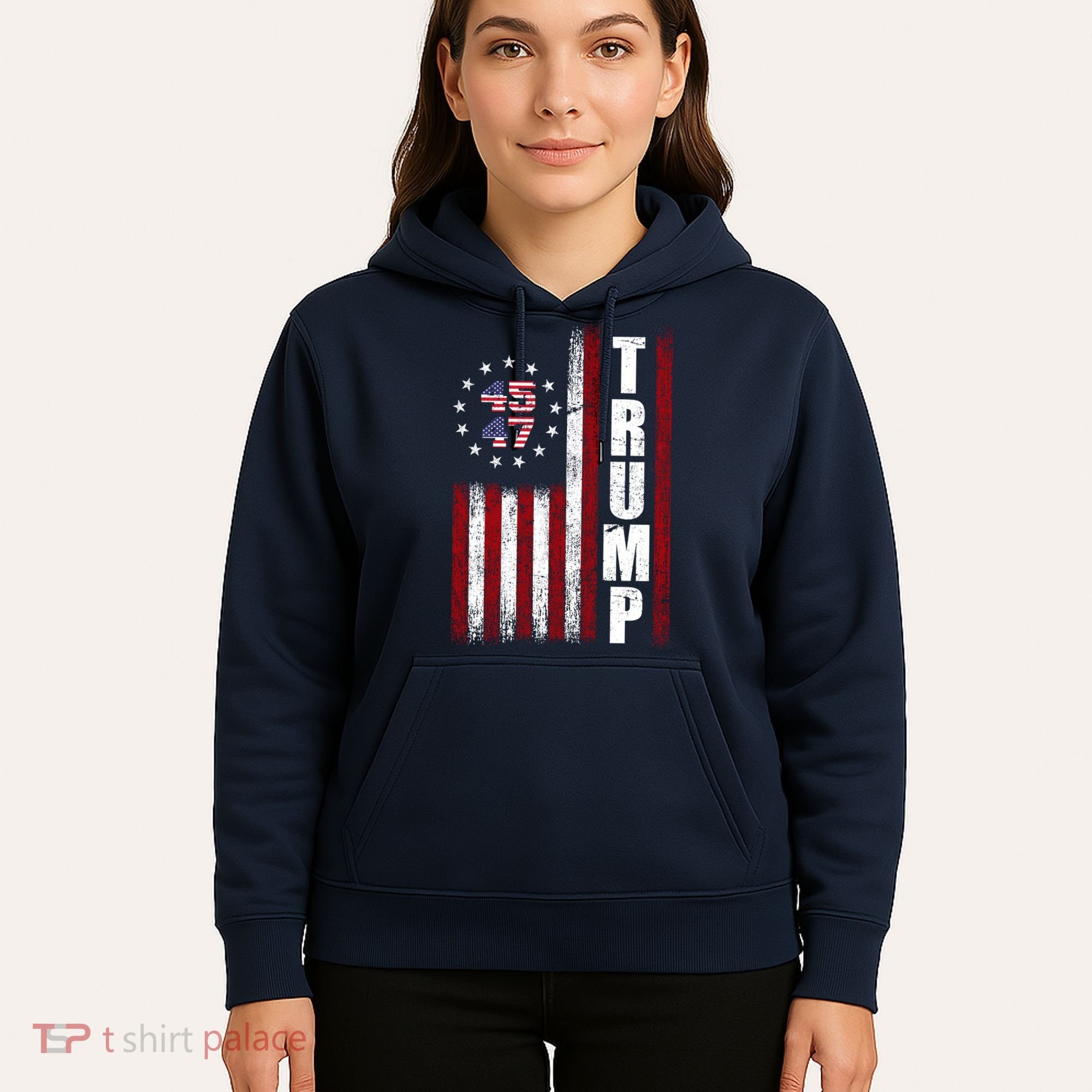 Donald Trump Merchandise 45 47 American Flag Hoodie