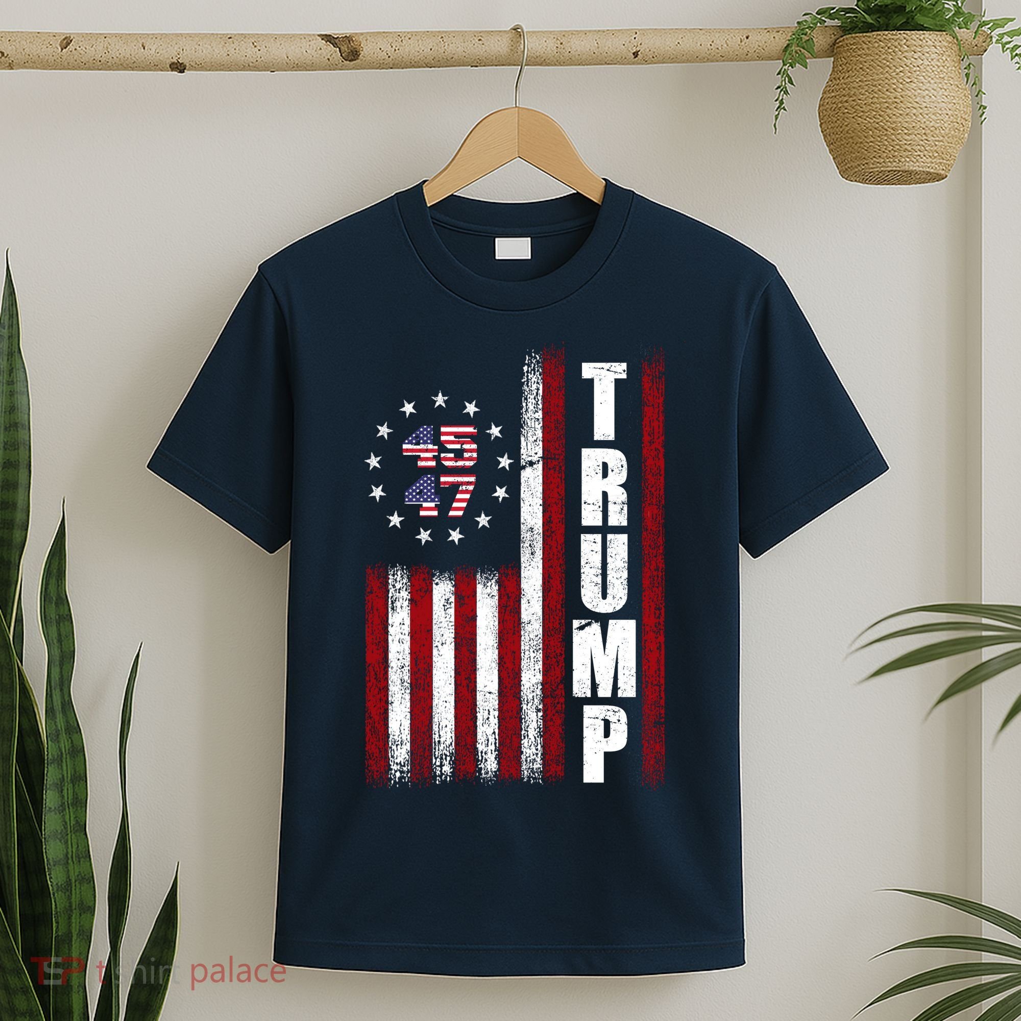 Donald Trump Merchandise 45 47 American Flag T-Shirt