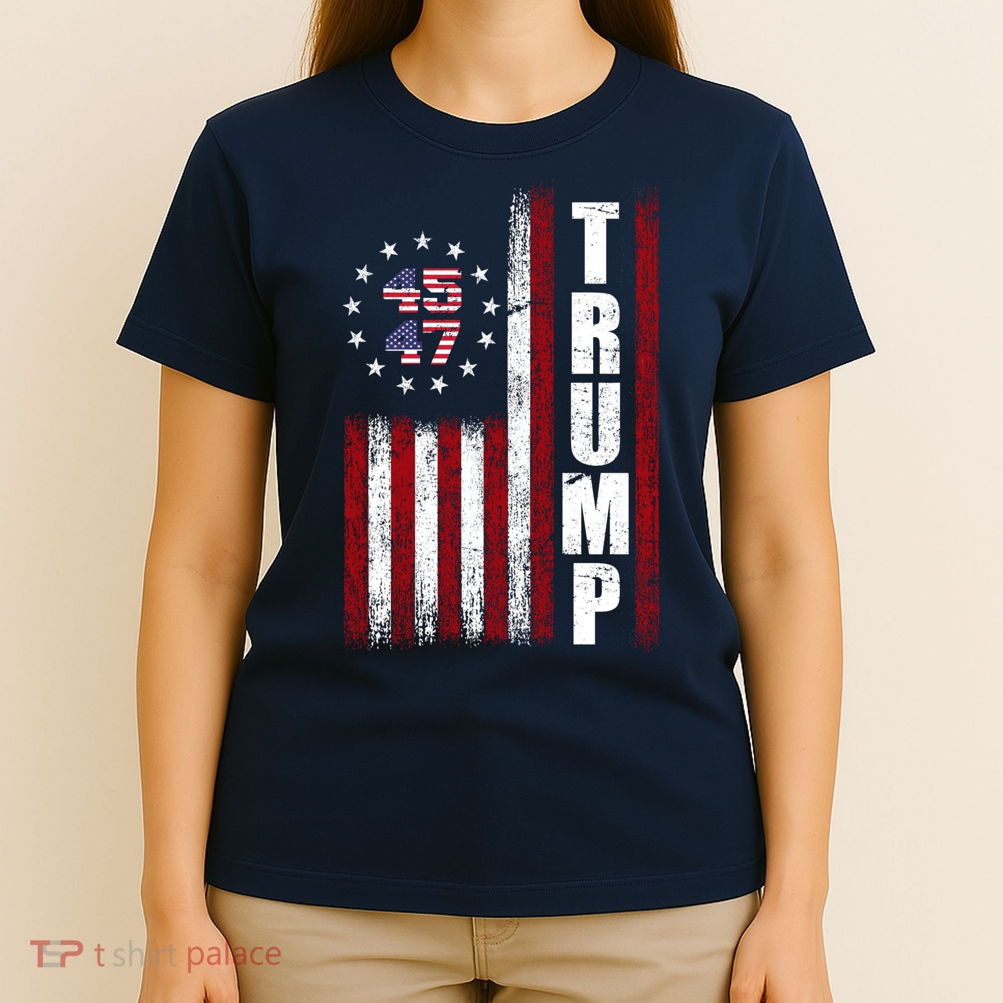 Donald Trump Merchandise 45 47 American Flag T-Shirt