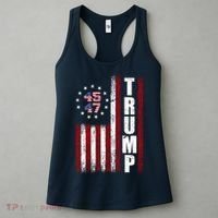 Donald Trump Merchandise 45 47 American Flag Women's Tank Top thumb 3