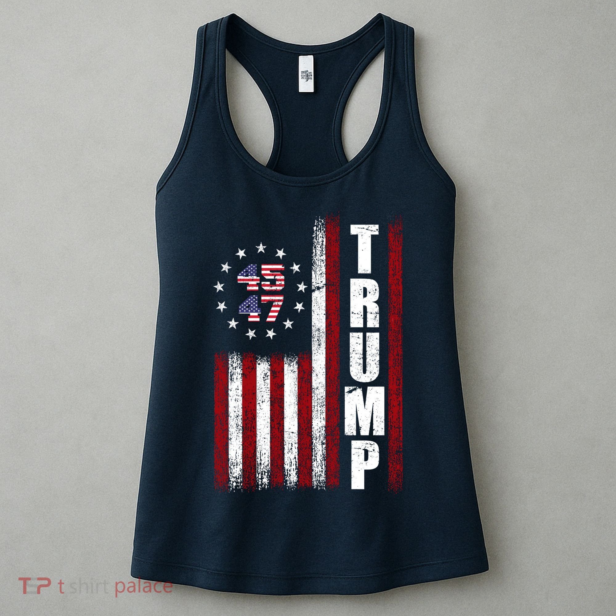 Donald Trump Merchandise 45 47 American Flag Women's Tank Top