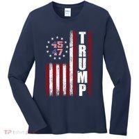 Donald Trump Merchandise 45 47 American Flag Women's Long Sleeve Shirt thumb 0