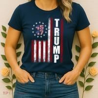 Donald Trump Merchandise 45 47 American Flag Women's T-Shirt thumb 2