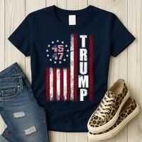 Donald Trump Merchandise 45 47 American Flag Women's T-Shirt thumb 3