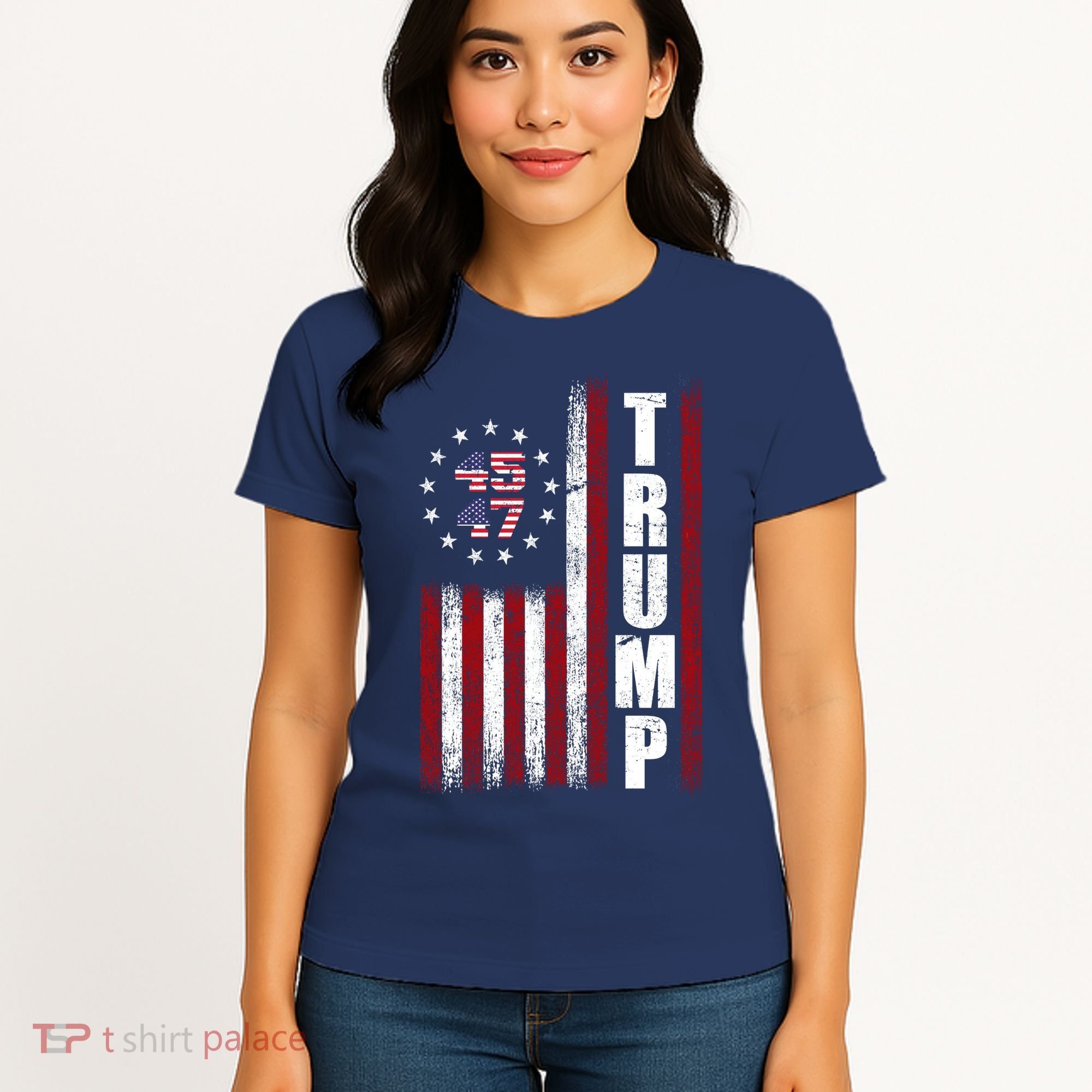 Donald Trump Merchandise 45 47 American Flag Women's T-Shirt