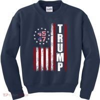 Donald Trump Merchandise 45 47 American Flag Kids Sweatshirt thumb 0