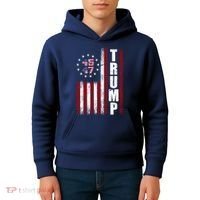 Donald Trump Merchandise 45 47 American Flag Kids Hoodie thumb 4
