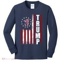 Donald Trump Merchandise 45 47 American Flag Kids Long Sleeve Shirt thumb 0