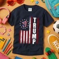 Donald Trump Merchandise 45 47 American Flag Kids T-Shirt thumb 3