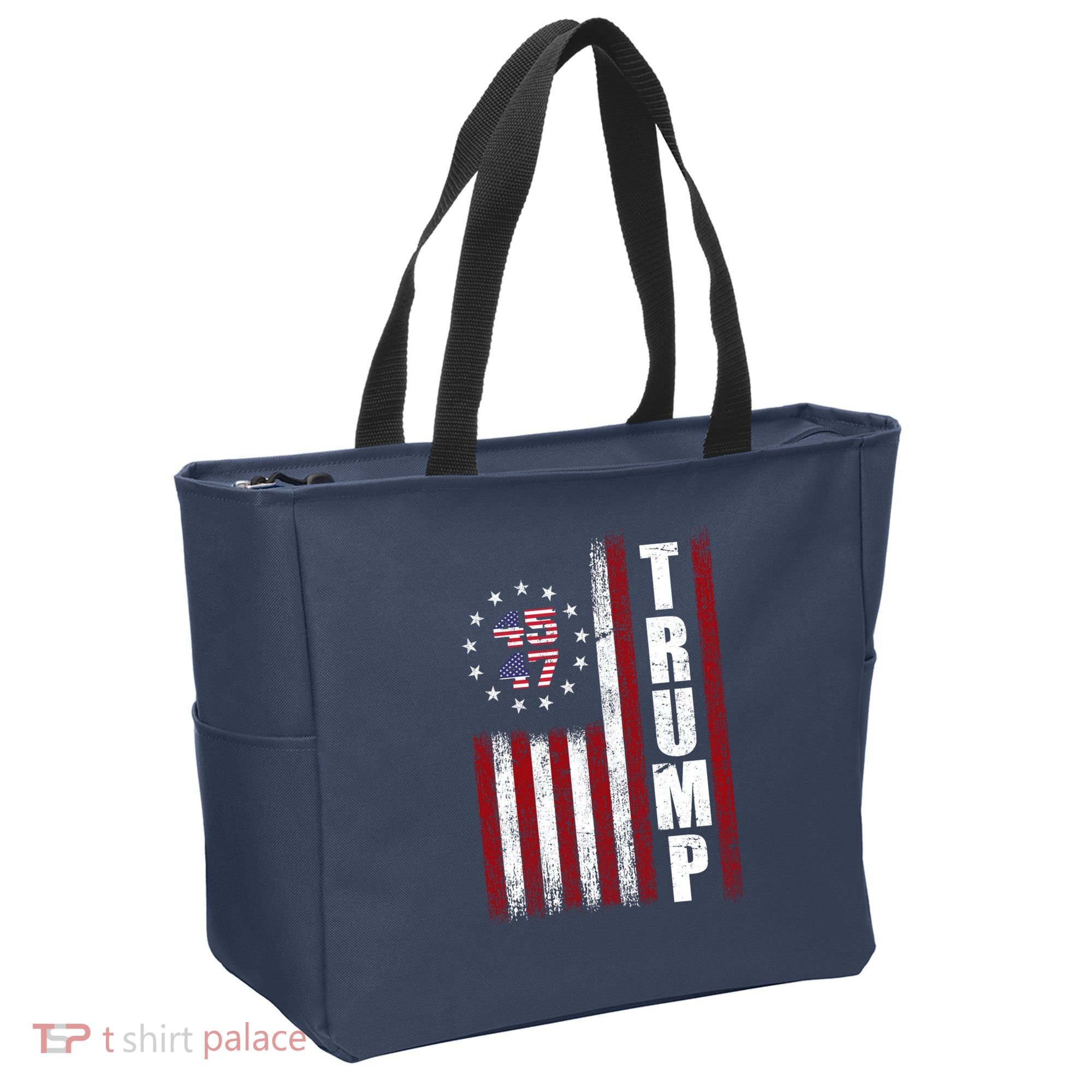 Donald Trump Merchandise 45 47 American Flag Tote Bag