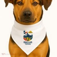 Dallas Texas Modern Collage USA-Made Doggie Bandana thumb 1