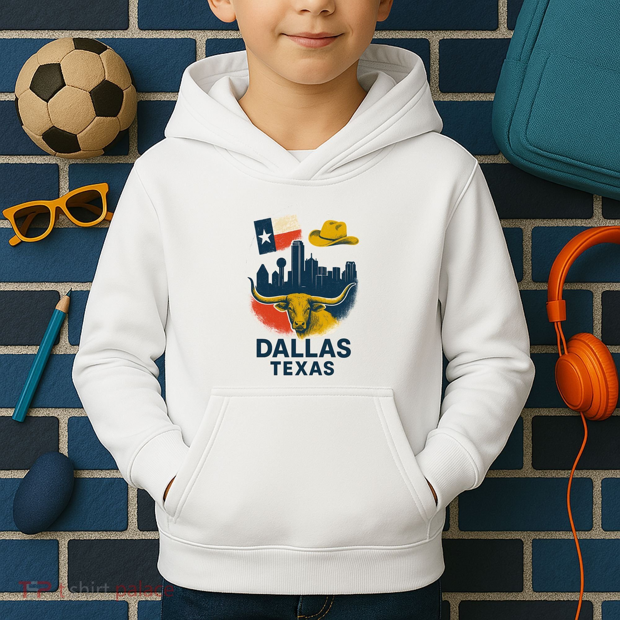 Dallas Texas Modern Collage Kids Hoodie