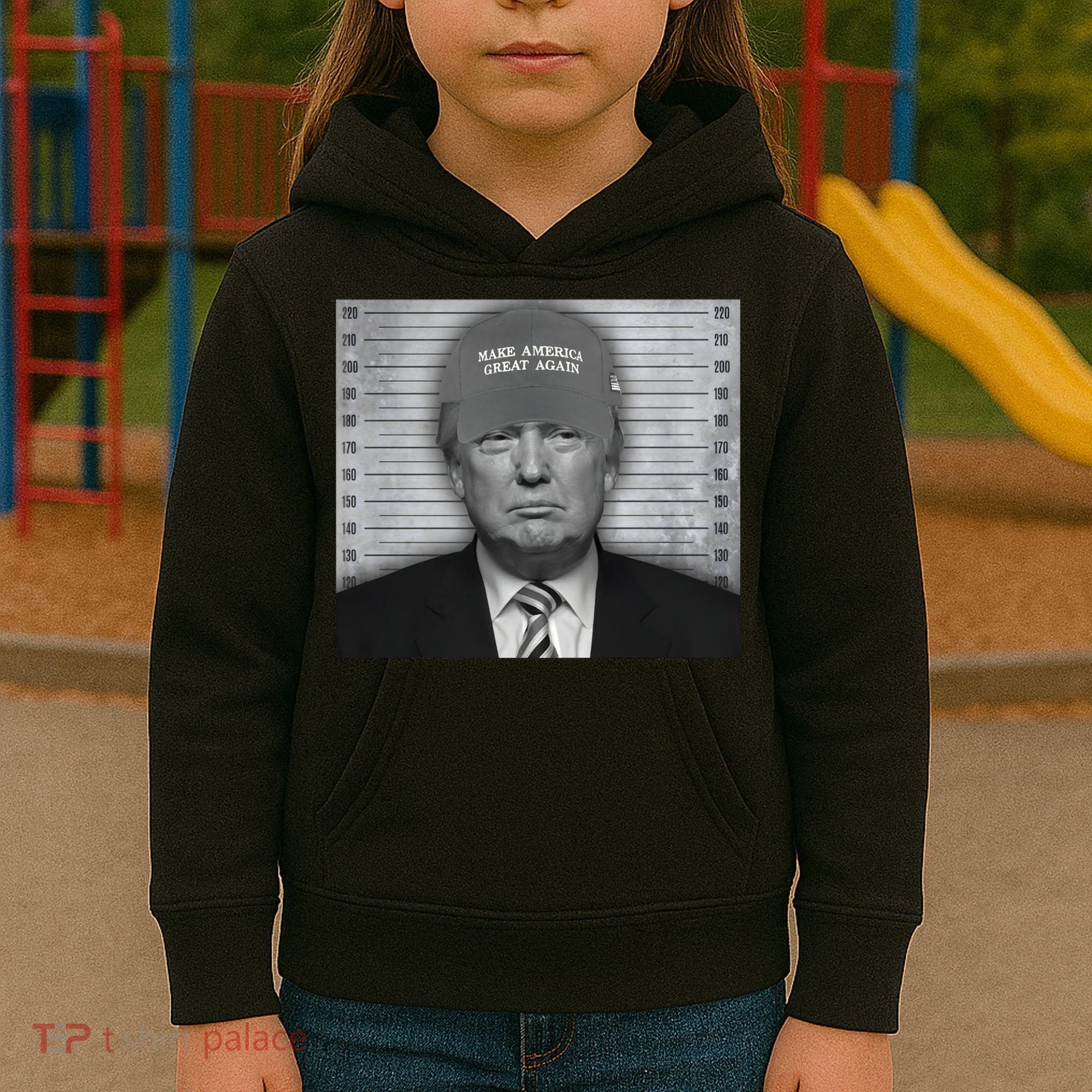 Donald Trump Mugshot Make America Great Again Kids Hoodie