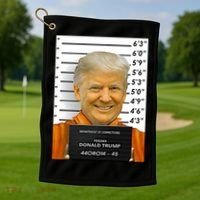 Donald Trump Mugshot Jail Prison Golf Towel thumb 1