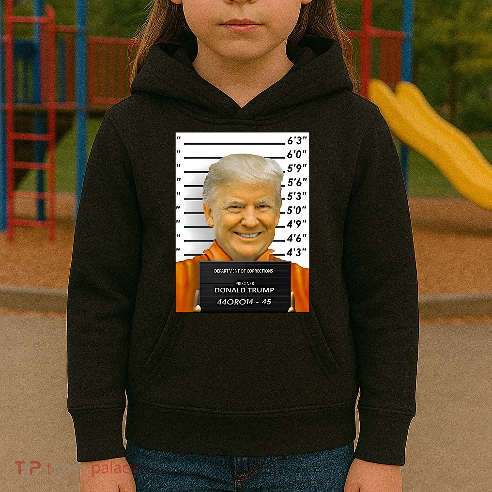 Donald Trump Mugshot Jail Prison Kids Hoodie