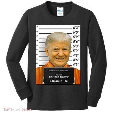 Donald Trump Mugshot Jail Prison Kids Long Sleeve Shirt