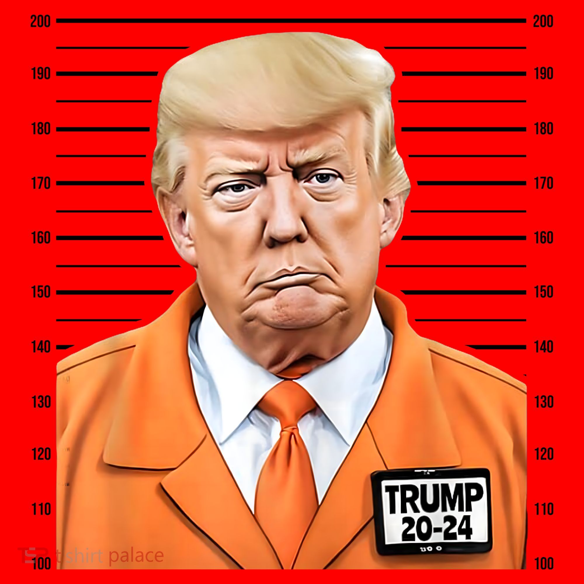 Donald Trump Mug Shot 2024 Orange Jail Suit Santa Hat