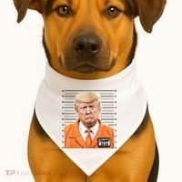 Donald Trump Mug Shot 2024 Orange Jail Suit USA-Made Doggie Bandana thumb 1