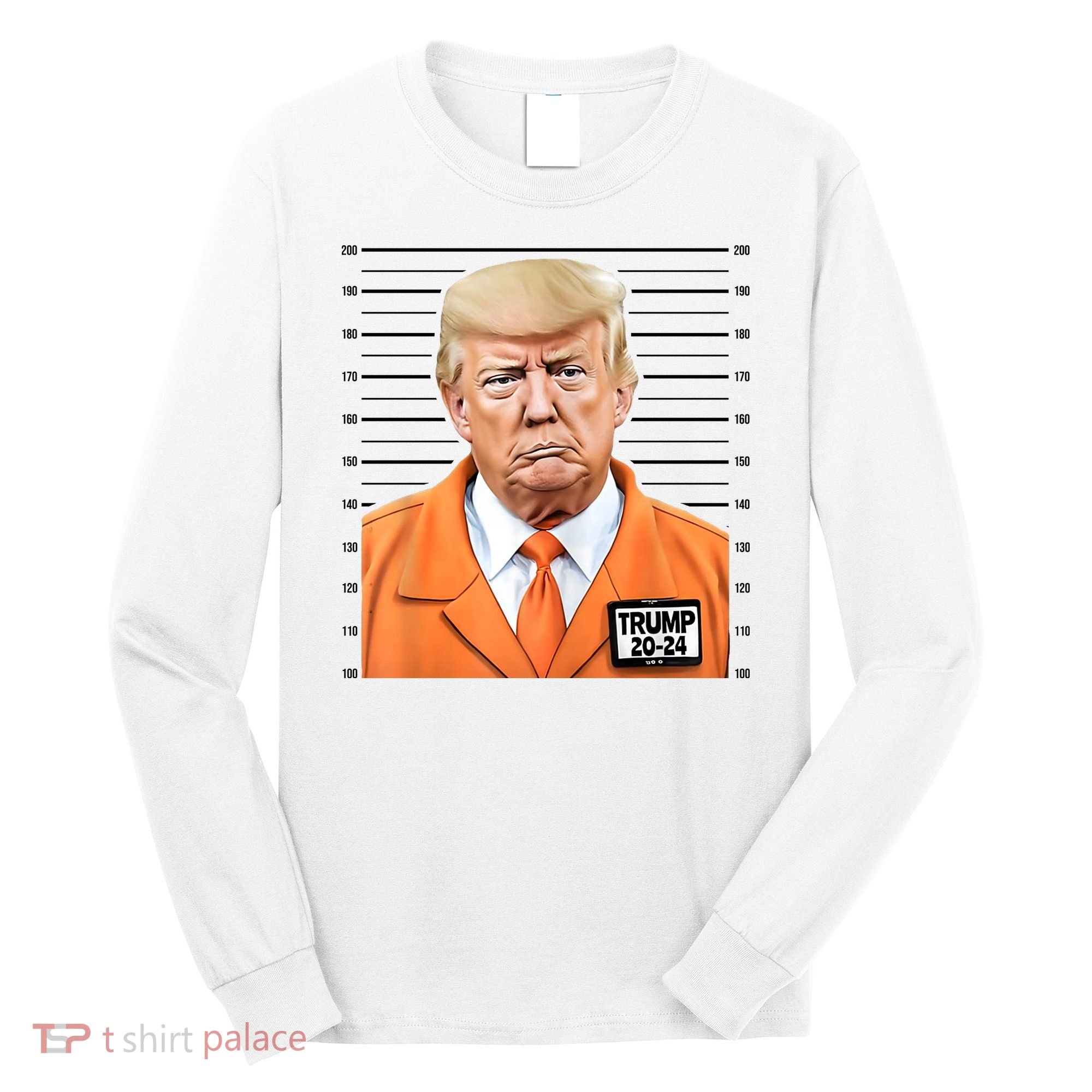 Donald Trump Mug Shot 2024 Orange Jail Suit Long Sleeve Shirt