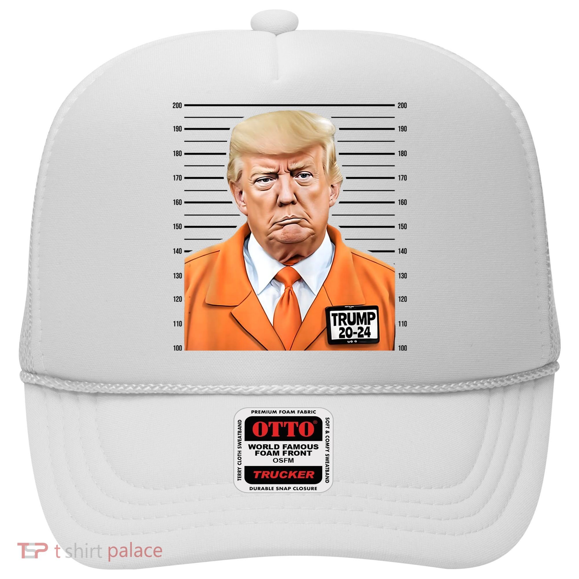 Donald Trump Mug Shot 2024 Orange Jail Suit Hat