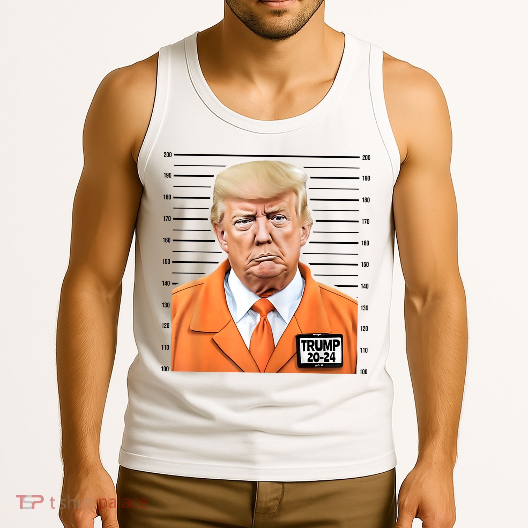 Donald Trump Mug Shot 2024 Orange Jail Suit Tank Top