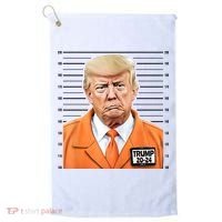 Donald Trump Mug Shot 2024 Orange Jail Suit Golf Towel thumb 0