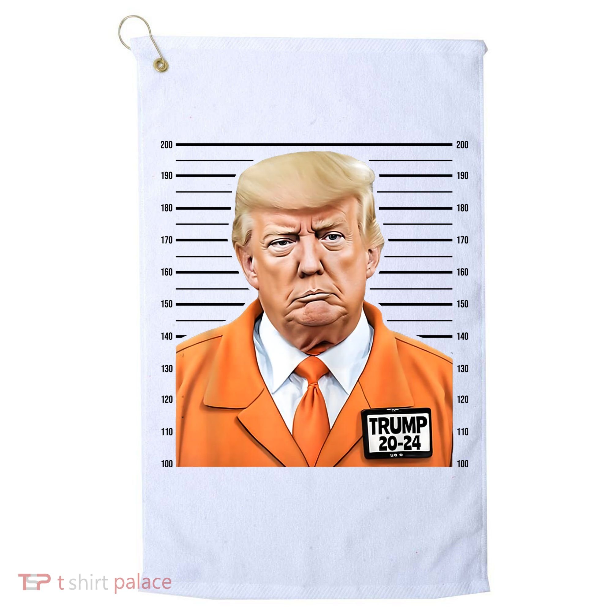Donald Trump Mug Shot 2024 Orange Jail Suit Golf Towel
