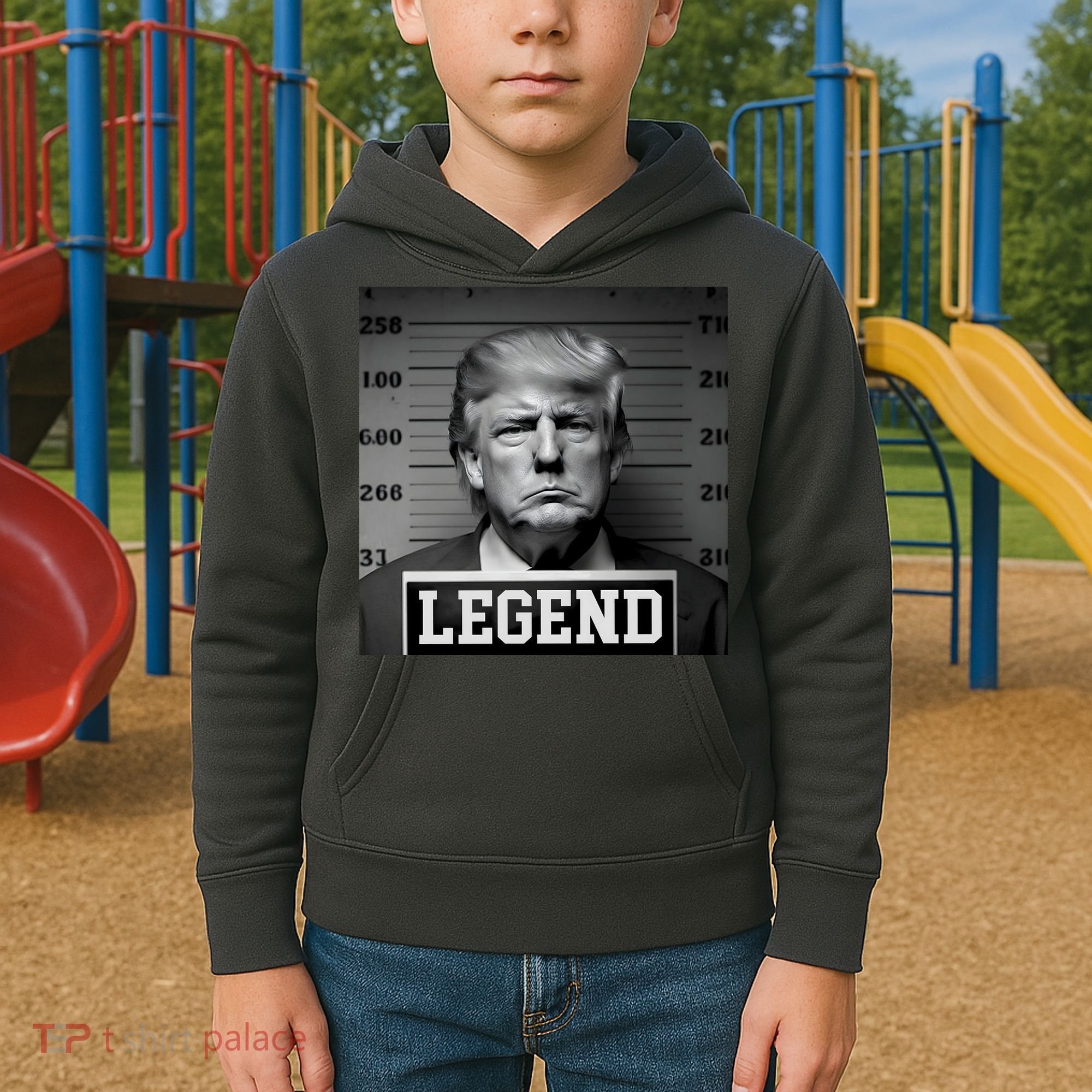 Donald Trump Mugshot Legend Kids Hoodie