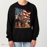 Donald Trump Maga Deer Hunting Parotic American Flag Women's Sweatshirt thumb 0